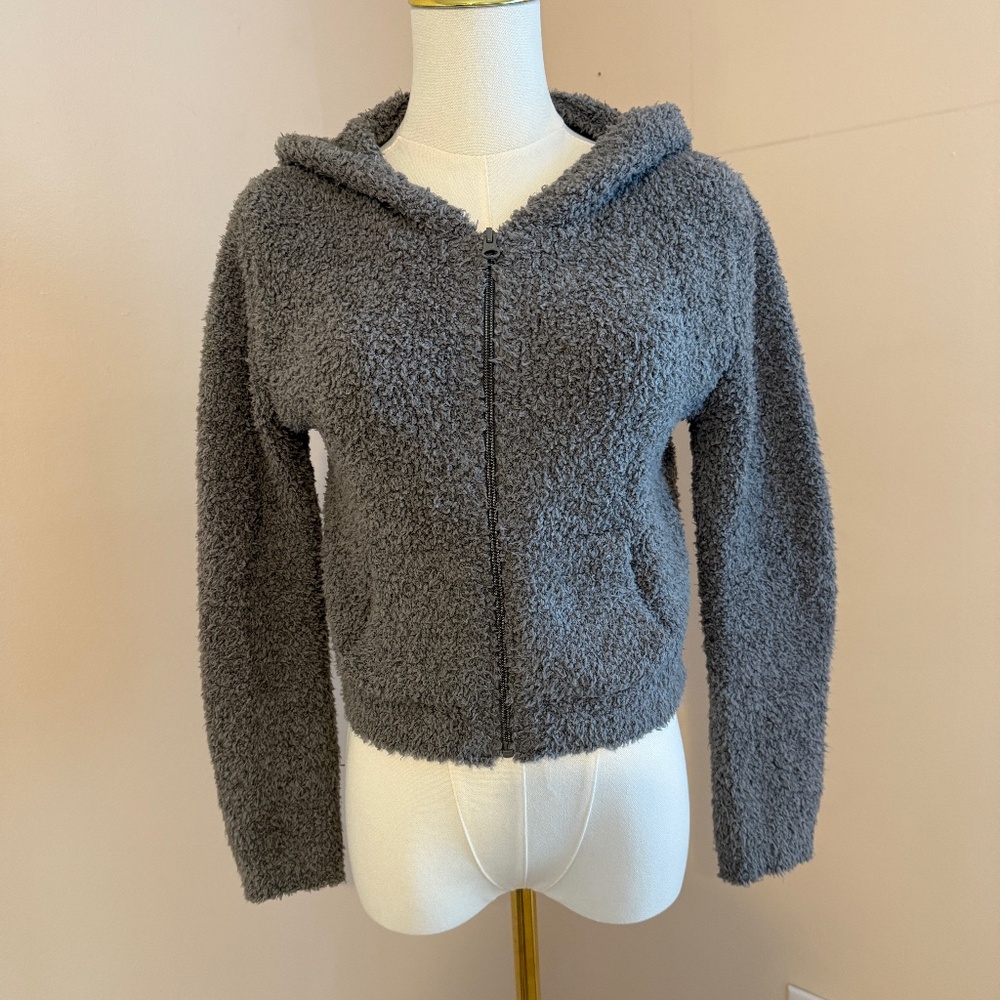 SKIMS Cozy Knit Hoodie Youth Size 12/14 FITS LIKE A WOMANS XS Color: Gray Smoke